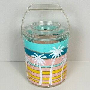Vintage Culver Acrylic Pastel Palm Tree Ice Bucket 90s